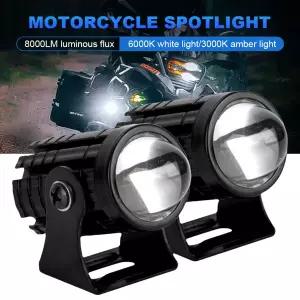 2Pcs 자동차 LED 빛 8000LM Hi-Lo 빔 바이크 오토바이 LED 헤드 라이트 6000K3000K 스팟 램프 노란색  흰색