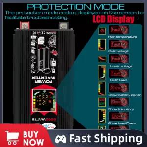 6000W 전력 인버터 변형 정현파 자동차 전압 변환기 DC 12V에서 AC 110V 220V 차량용 스마트 인버터 (RV용)