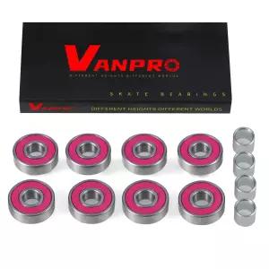 vanpro 608RS 전기 스케이트보드 롱보드 베어링 세트 롤링 스케이트 스노우 로즈 레드 팩 8