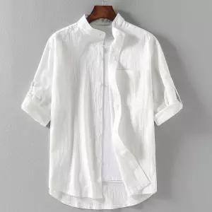 여름 캐주얼 남사친 빅사이즈 셔츠 린넨 솔리드 면마 반팔 루즈핏 멋짐폭발 5부 OOTD2