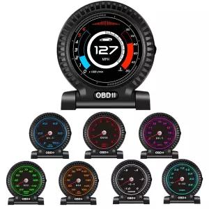 호환  자동차 온보드 컴퓨터 자동차 디지털 OBD 2 HUD 디스플레이 속도 RPM MPH 연료 소비 타코 터보 온도