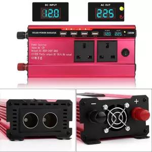 레드 순수 정현파 인버터 휴대용 DC 12V 24V - AC 220V 2000W 태양광 자동차 전원 인버터 발전기 (범용 콘