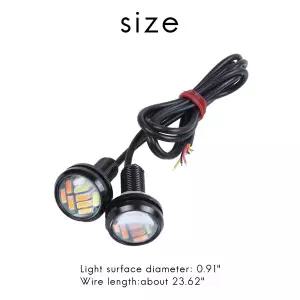 2개 12V 23mm 듀얼 컬러 스위치백 4014 12 LED DRL 이글 아이 주간 주행등