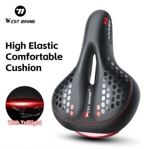 WEST BIKING 미등 장착 자전거 새들  방수 충격 흡수 사이클링 시트  MTB 로드 바이크 쿠션  액세서리
