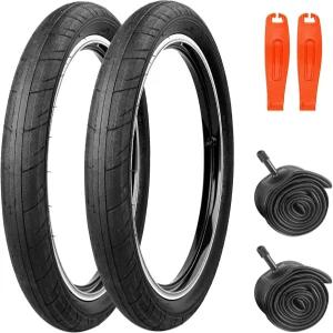 WEEROCK 20인치 BMX 타이어 20 x 2.4 64406 자전거 내부 튜브가 있는 접이식 비드 교체 2팩 MTB 산악 더트