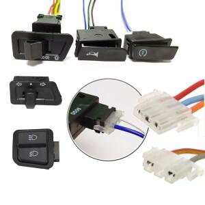 바이크 오토바이 라이트 턴 신호 하이 로우 빔 버튼 시작 스위치 + 커넥터 전기 스쿠터 ATV Moped 용 2/3/4