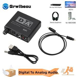 GRWIBEOU HIFI DAC 디지털-아날로그 오디오 변환기 RCA 3.5mm AUX 이어폰 증폭기 Toslink 광 동축 출력