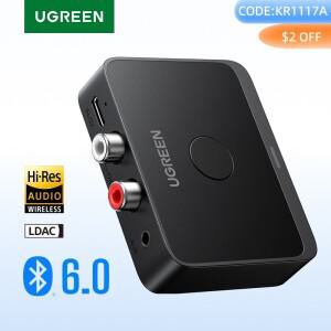 UGREEN AUX Bluetooth 수신기 LDAC AAC Hi-Fi 3.5mm 잭 2RCA 오디오 6.0 어댑터 15h 자동차 스피커 PC 용