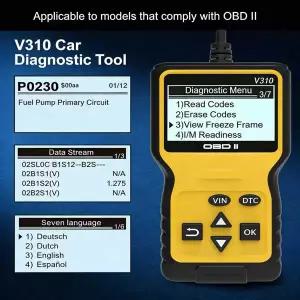 호환  V310 자동차 OBD2 코드 리더 스캐너 ELM327 진단 도구 엔진 고장 해결 키트 자동차
