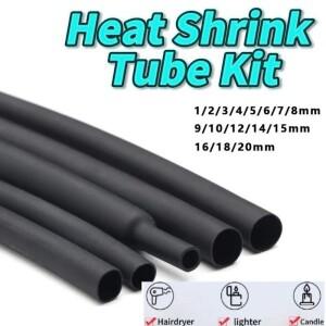 127-328 열수축 튜브 블랙 직경 1-10mm DIY 와이어 수리 케이블 보호 2:1 폴리올레핀 튜빙 슬