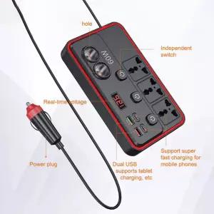 150W 차량용 파워 인버터 12V/24V에서 220V로 변환하는 PD 타입-C 다기능 충전 소켓 고속 충전기 파워 컨버