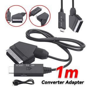 1m 비디오 오디오 변환기 어댑터 스카트-HDMI 호환 1080P 케이블 HDTV/DVD 용 DC 5V 마이크로 USB 액세서리