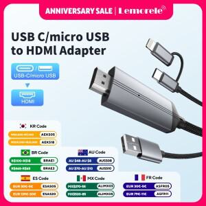 레모렐레 LD36 USB C to HDMI 어댑터 1080P 비디오 컨버터 디지털 폰에서 TV/모니터로 프로젝션