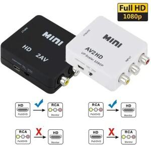 HDMI 호환 to AV RCA CVSB L/R 비디오 스케일러 어댑터  HD 1080P 박스 변환기  hdmi PC HDTV 프로젝터용