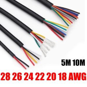 12V 자동차 케이블 2 3 4 5 6 7 8 9 10 코어 유연한 전자 오디오 와이어 DIY 태양 광 프로젝트 LED 스트립
