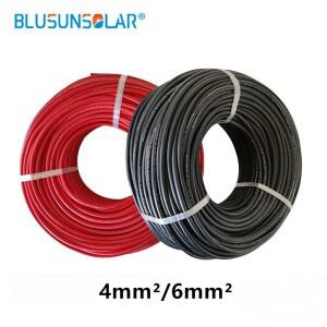 1500V 4mm2 12/10 AWG 태양광 케이블 광전지 와이어 빨간색 + 검정색 PV 패널용 주석 도금 구리 XLPE 재킷