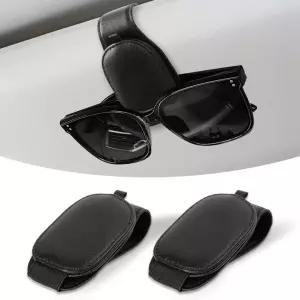 자동차용 2팩 선글라스 홀더 바이저용 마그네틱 가죽 티켓 및 카드 클립 액세서리용 정리함 인테리어