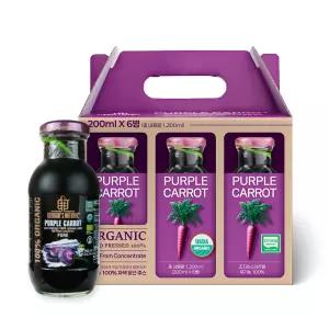조지아스내추럴 유기농 자색당근 흑당근 Black Carrot 착즙 주스 6병 6개 200ml 선물세트 모임 시댁 설날