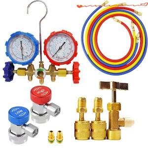 냉매 매니폴드 게이지 세트 R410A R22 충전용 진단 에어컨 도구 후크 호스