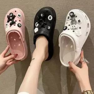 베리슈 여성 발편한 5CM 통굽 키높이 슬리퍼 여름 에바 펀칭 샌들형 실내화 아쿠아슈즈