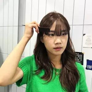 앞머리 부분가발 뱅헤어 여성 가발 밝은갈색 앞머리가발