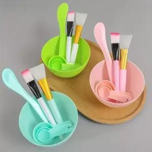 7종 페이스 마스크 믹싱 볼 세트 DIY 도구 키트 페이셜 스틱 스패츌러 실리콘 소프트 브러쉬 스푼