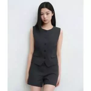 MUSINSA STANDARD WOMAN 우먼즈 라운드 넥 테일러드 베스트 [그레이] MWFJK3D03-GR