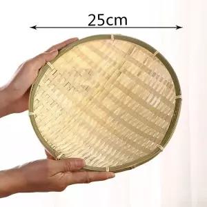 전통 대나무 소쿠리 노란끈 원형 (25cm) (10개 묶음)
