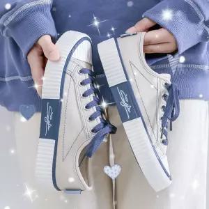 TISHAN 2026 여성용 로우컷 비스킷 슈즈 캔버스화 울짱 인스타 감성 학생용 데일리 캐주얼 슈즈 