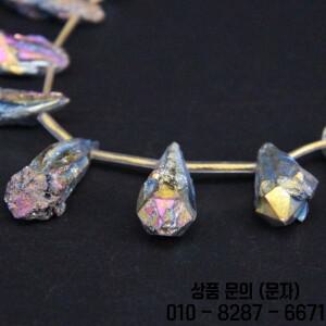 15.5인치 스트랜드 레인보우 티타늄 원석 크리스탈 쿼츠 탑 드릴 포인트 비즈 천연 너겟 그라데이션 펜던트