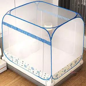 접이식모기장 블루 텐트 방충망 200x150cm 원터치식 아기 캠핑 침대 야외 신생아 침대용 휴대용 유아폴딩za