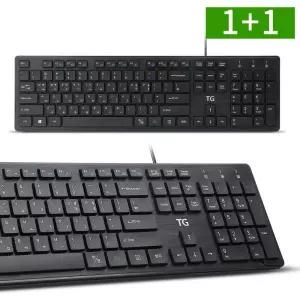[아트박스]/오엠티 1+1 TG삼보 유선 키보드 저소음 USB 키스킨포함 블랙