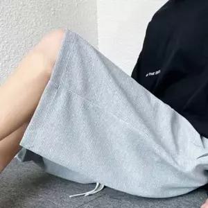 여성용 그레이 헬스 반바지 와플 조직 스포츠 팬츠 운동복 여름