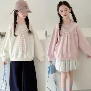 [삐삐네옷가게]봄 가을 여아 아동용 세일러 리본 포인트 맨투맨
