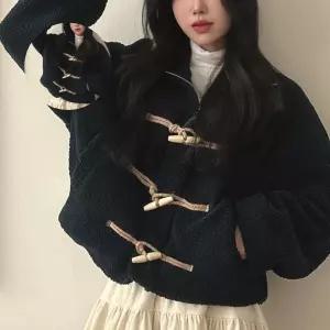 떡볶이 여자 겨울 숏 뽀글이 코트 아우터 단추 3컬러