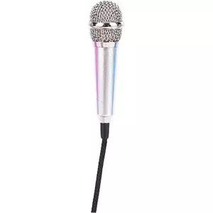 휴대폰 노트북용 Dreamxue 미니 휴대용 보컬 악기 마이크 3.5mm 범용 와이어 커넥트 노래방 메탈릭 PC