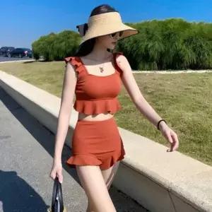 [하프클럽/]수영복 여성 투피스 바캉스 바다 휴양지 심플 프릴