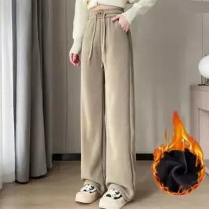 [하프클럽/]여성 겨울 기모 융 안감 솜 바지 트레이닝 와이드 팬츠