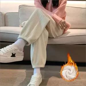 [하프클럽/]여자 벨벳 조거팬츠 기모안감 골덴바지 겨울 2색 골지