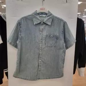 소이 HC22 5부 블루 데님 셔츠 남아 여름용 블루 박스핏 5부 데님 셔츠  26M5303