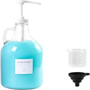 64 OZ 세탁 세제 디스펜서 바이 베지비지 유리 액체 비누 세탁실용 펌프 표백제 및 섬유 유연제 1P
