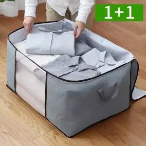 /오엠티 1+1 투명창 패브릭 리빙박스 옷정리함 55x42cm 100L