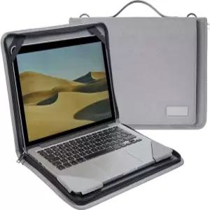 브루넬 그레이 가죽 노트북 메신저 케이스 - ASUS Zenbook Duo UX8406CA-PZ011W 14인치 호환됨