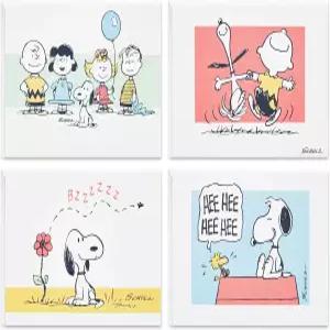 홀 피너츠 빈 카드 모음 70주년 기념 봉투가 있는 40장의 메모
