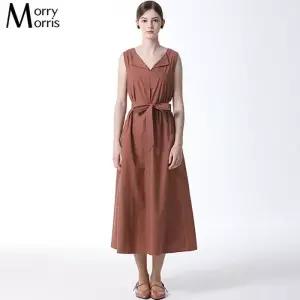 [모리모리스][모리모리스(Morry Morris)] 벨티드 코튼 슬리브리스 원피스 (택가격 128