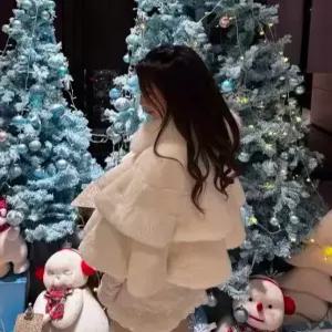 인조모피 숄 코트 사이즈 상의 프리 도우인 화이트 퍼코트 감성