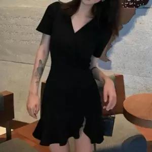 [하프클럽/]언밸런스 주름 검정 미니사이즈 드레스 캐주얼 썸머세미정장 파