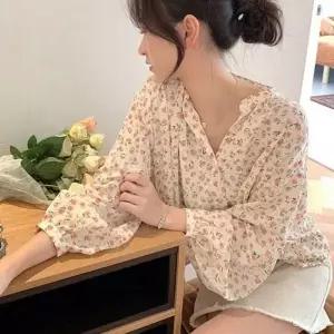 [하프클럽/]플라워패턴 디자인 S/S 드레스셔츠 오피스 스테디 스타일빅핏 반