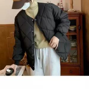 [하프클럽/]스타일 걸스퀼팅 쓰리컬러 누빔자켓 레더 우먼 스타일리시자켓