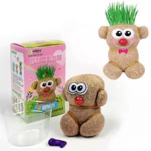 감정 표현 잔디 인형 키트 화분 씨앗 포함 DIY 식물 키우기 완구